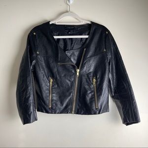 H&M Faux Leather Cropped Biker Jacket Size 10